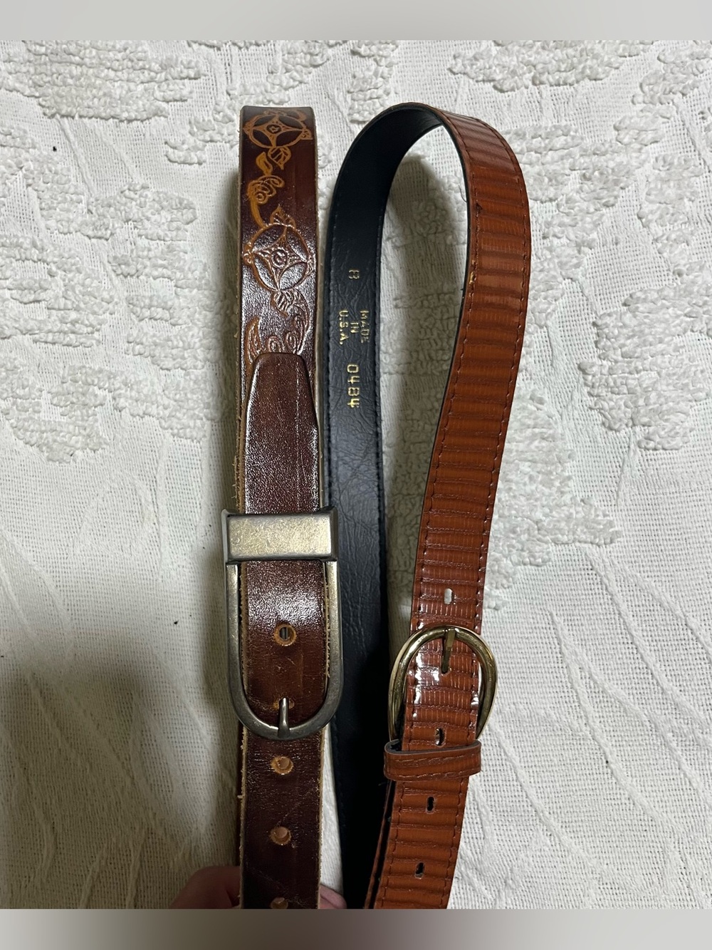 Women’s Brown Leather Belts (2) - Classic Casual & Textured Styles